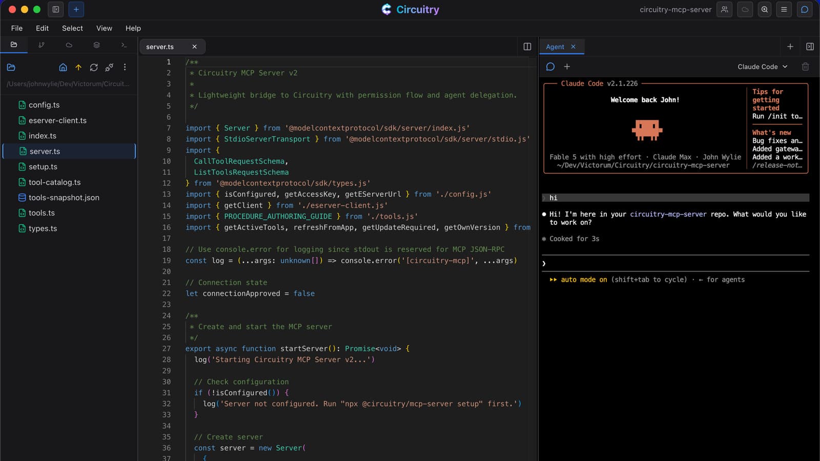 A coding agent running in a terminal beside the code it is editing