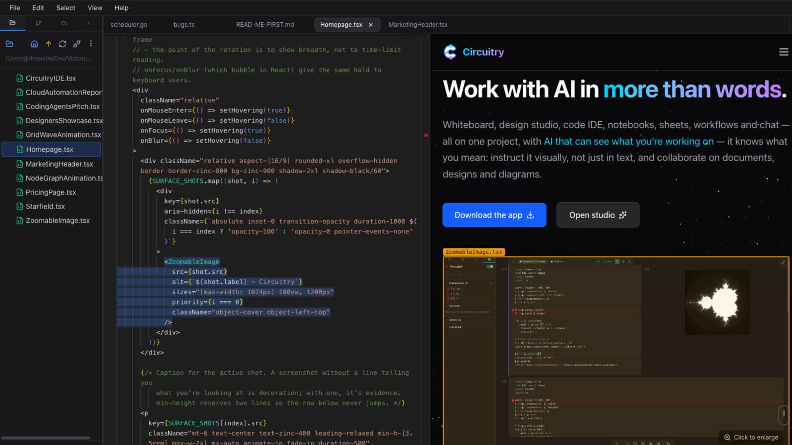 The code editor — Circuitry