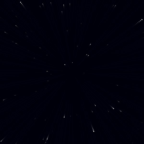 Starfield: Fly through 300 stars. Hold the mouse or a finger down to go faster.
